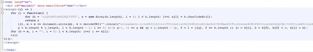 Рис. 4. Пример обфускации в HTML-вложении